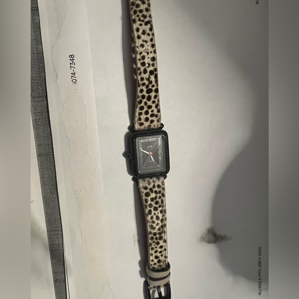Fossil Watch black facing cow hide band
